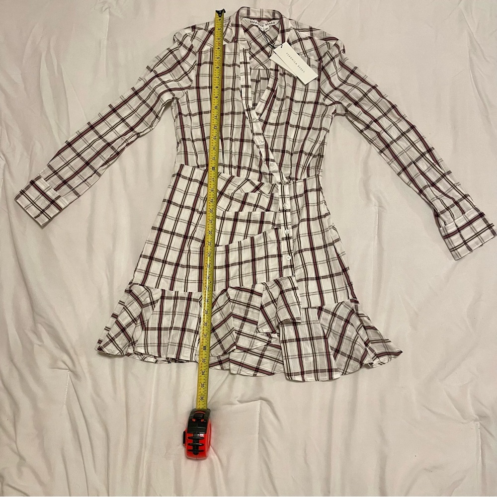 NWT Veronica Beard ‘Sherry’ Asymmetrical Ruffle Hem Shirt Dress Sz S - Picture 6 of 9